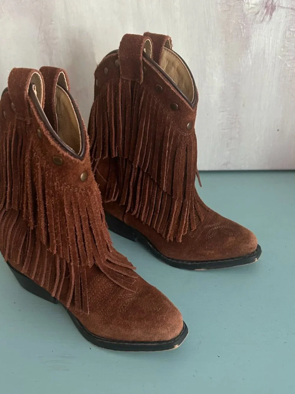 Smoky Mountain Girls Wisteria Double Fringe Tan Western Boot Size 9 Cowgirl Boot